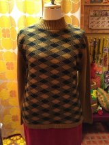 (SALE) マスタード菱形模様knit