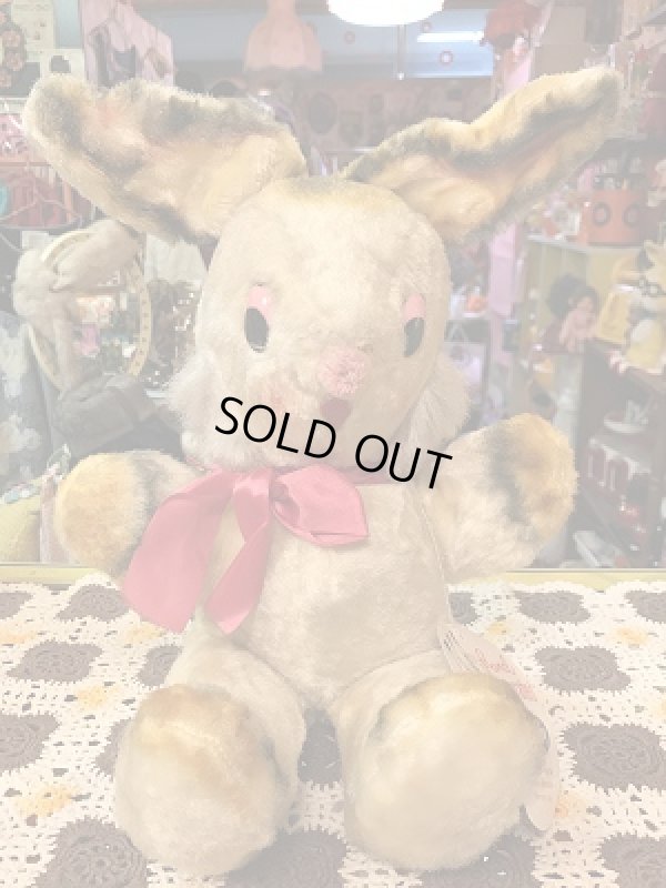 画像1: ヴィンテージ Stuffed Doll ピンクりぼんのウサギさん