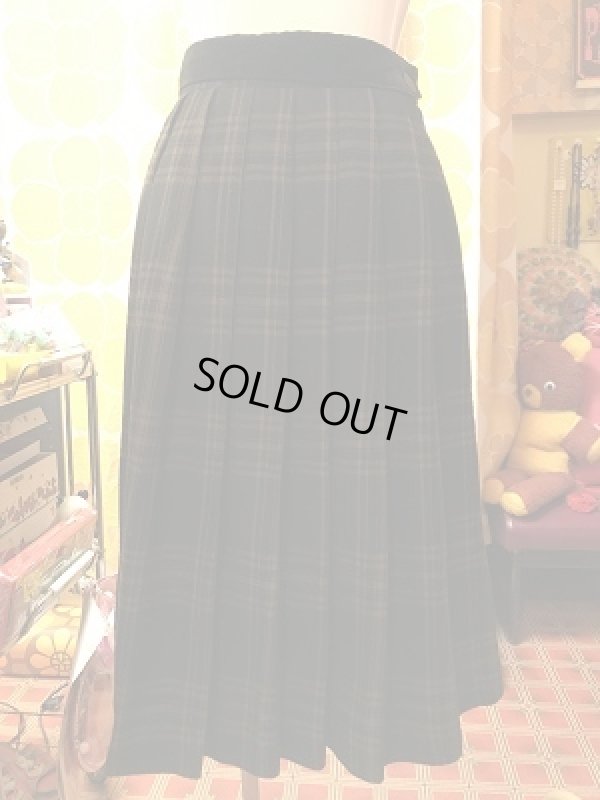 画像1: ベルベットなウエストラインが可愛い チェックプリーツスカート
