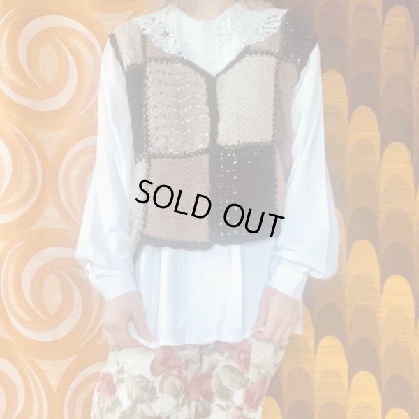 画像1: （SALE）Crochet Patchwork Vest