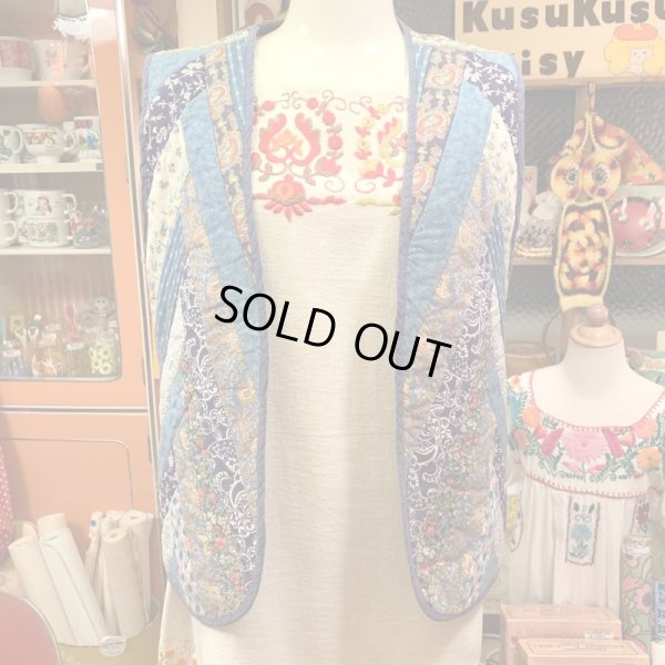 画像1: BL Flower・Paisley Patchwork quilting vest