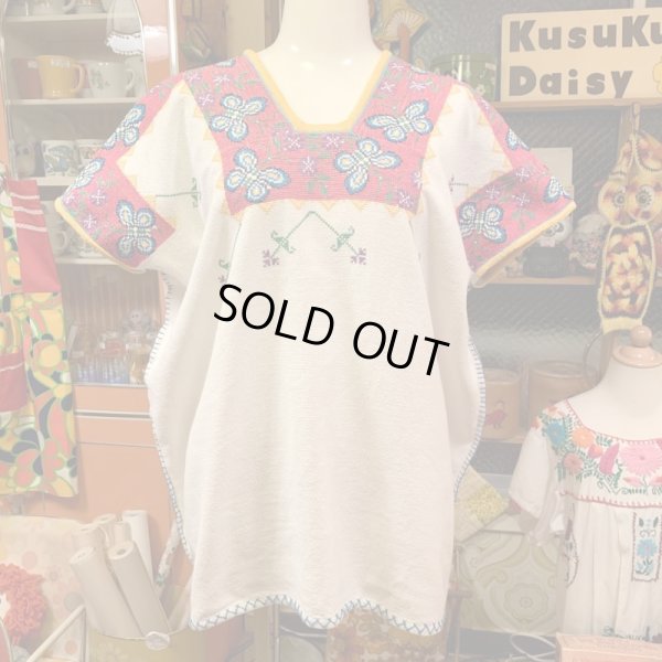 画像1: Butterfly Flower Mexican embroidery tops  