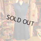 Back embroidery denim onepiece  