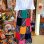 画像1: stripe＆velor patchwork long skirt (1)