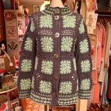 Granny square cotton knit cardigan