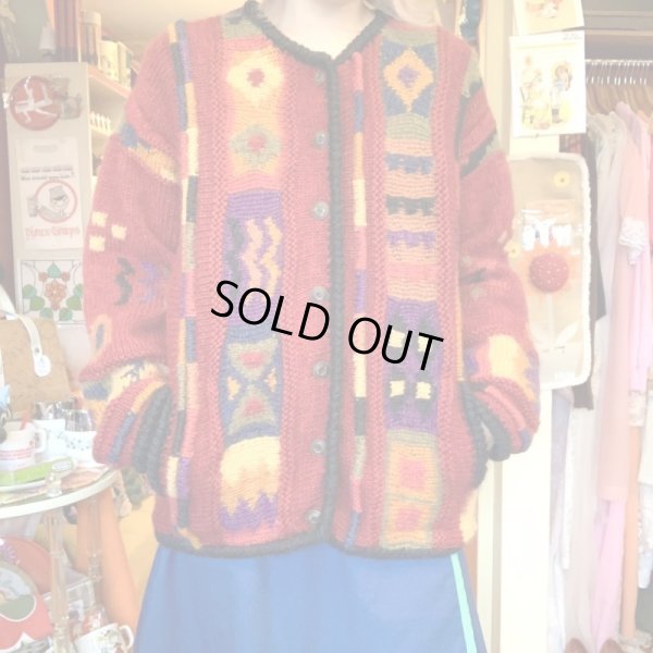 画像1: (SALE) Design wool cardigan