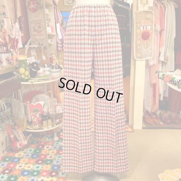 画像1: Houndstooth pattern vintage poly pants