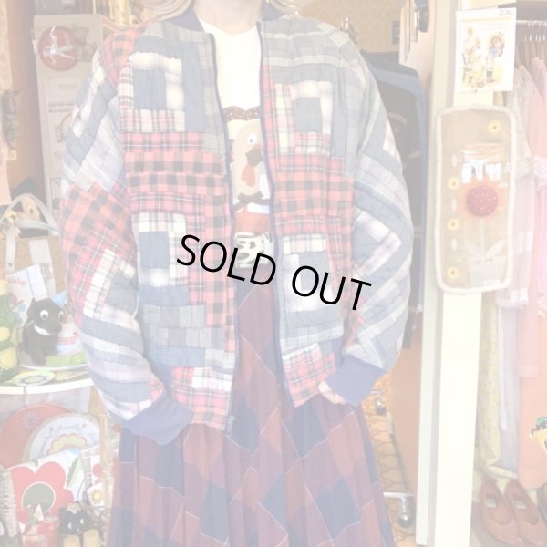 画像1: Plaid patchwork quilted jacket