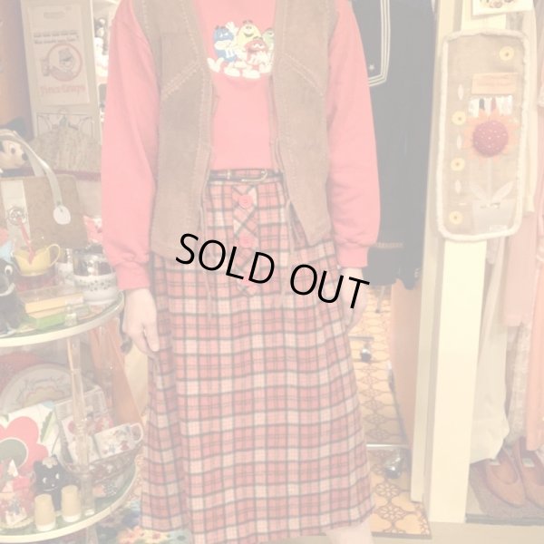 画像2: RD/BK Plaid wool skirt