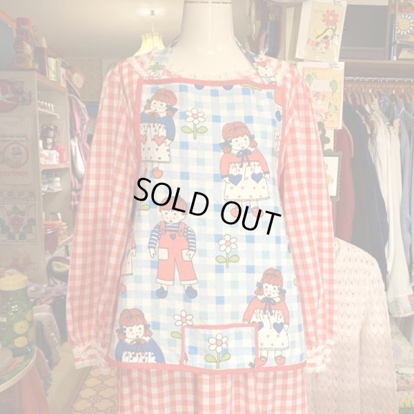 画像1: Vintage Girl&Boy gingham check apron