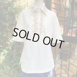 Vintage flower cross stitch short sleeve top