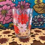 Vintage WH/RD Flower glass