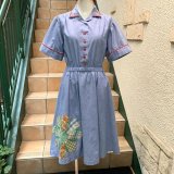 70'S Flower patch chambray dress