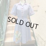 70'S Flower patch chambray dress