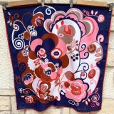 Vintage Navy・Pink flower pattern scarf