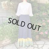 (SALE) Vintage flower pattern switching fabric frill long skirt