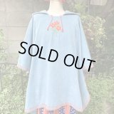 Vintage Flower embroidery hooded poncho