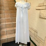 Light blue cotton grapes cutwork lace collar negligee dress