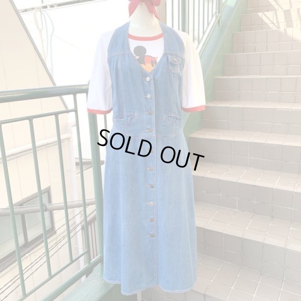 画像1: Vintage halter neck denim onepiece