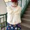 画像1: Vintage flower decoration cropped top (1)