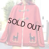 Vintage donkey patch&embroidery wool poncho coat