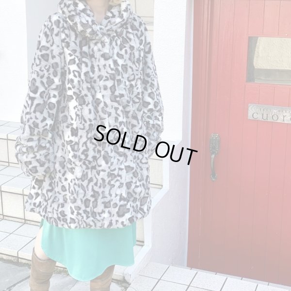 画像1: Vintage bk.gy leopard eco fur reversible coat