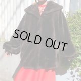 Vintage dark brown eco fur coat