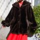 (SALE) Vintage dark brown eco fur coat