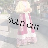 (SALE) Vintage velor&flower lace patchwork long skirt