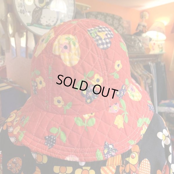 画像1: 70'S pop flower pattern quilting hat