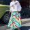 画像1: Vintage colorful multi border skirt (1)