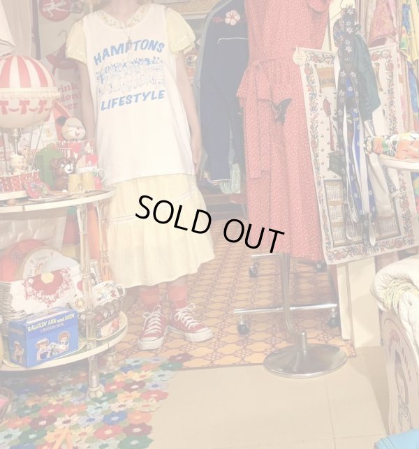 画像1: Vintage light blue printed tank top