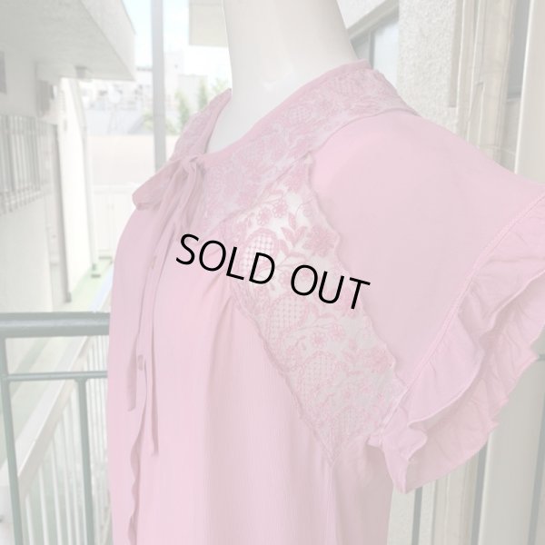 画像2: (SALE)Vintage flower embroidery lace blouse