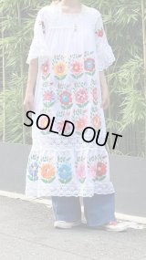 Vintage flower embroidery 2way dress