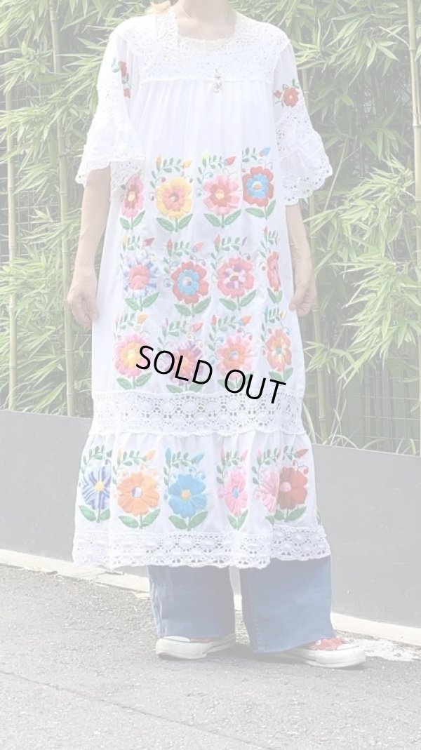 画像1: Vintage flower embroidery 2way dress