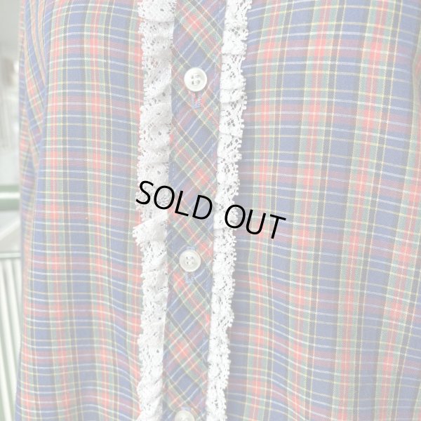 画像3: Vintage flower lace tartan blouse