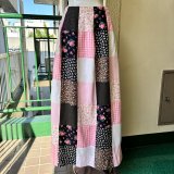 Vintage pk/wh/bk patchwork long skirt