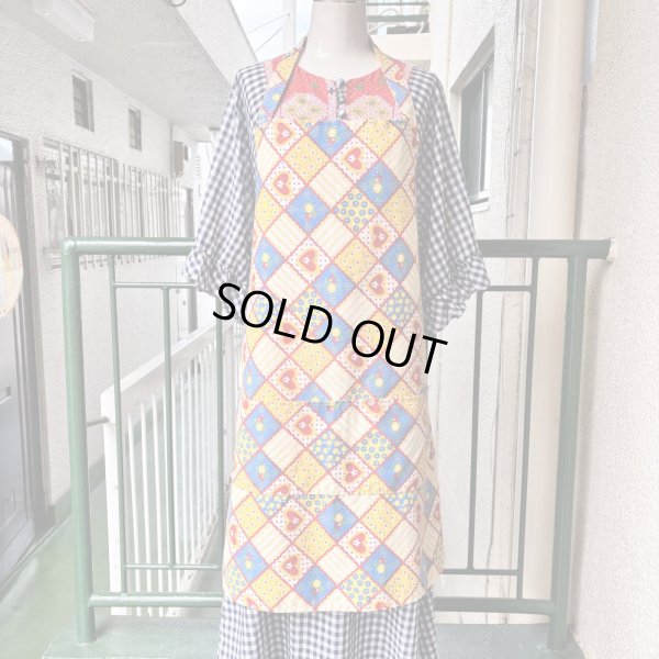 画像1: Vintage patchwork printed apron