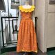 Vintage scalloped collar flower printed apron dress