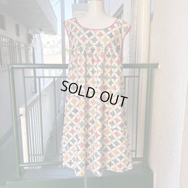 画像1: Vintage patchwork printed sleeveless dress