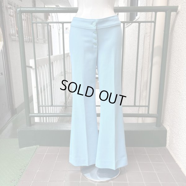 画像1: Vintage light blue poly flare pants