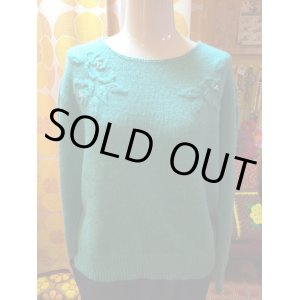 画像: エメラルドグリーン　FLOWERパールKnit