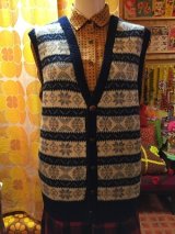 画像: (SALE) ネイビーノルディック柄Knitベスト