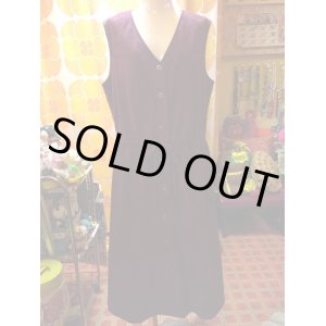 画像: ボルドー　コーデュロイ　ノースリーブワンピース