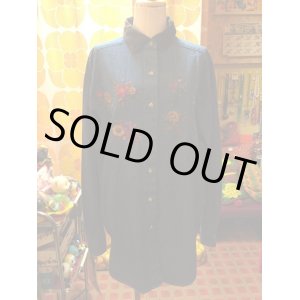 画像: BRコーデュロイCollar FLOWER刺繍デニムShirt