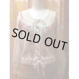画像: FLOWER刺繍リブKnitカーデ