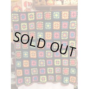 画像: BK カラフルFLOWERモチーフ　Knitブランケット