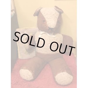 画像: ボタンのおめめにおりぼんの大きなクマさん Vintage StuffedDoll