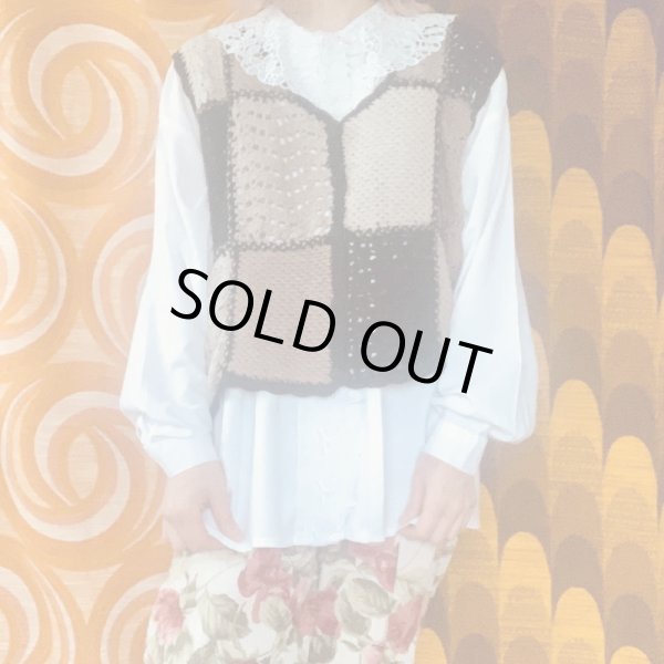 画像1: （SALE）Crochet Patchwork Vest