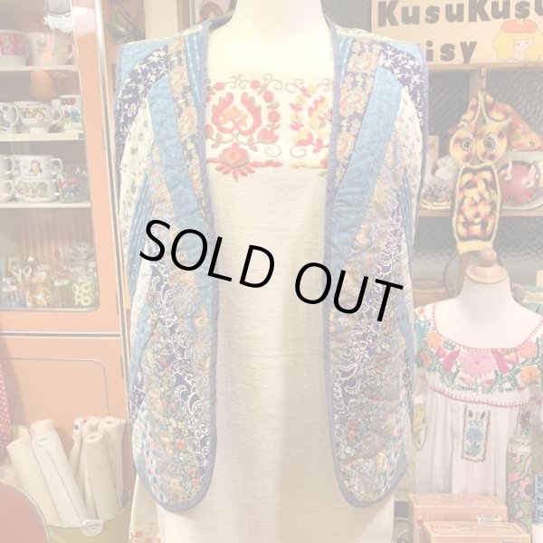 画像1: BL Flower・Paisley Patchwork quilting vest